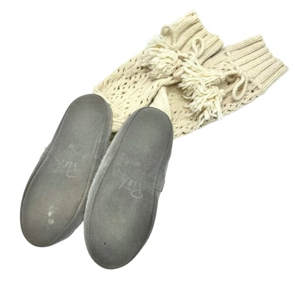 Y2K Victorias Secret Pink Sweater Knee High Socks Slippers Sz 9 Cream Tass - Picture 7 of 8